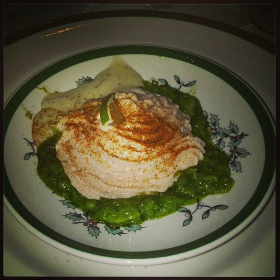 Koen's course consisted of gelatinized dill with salmon mousse and aioli 