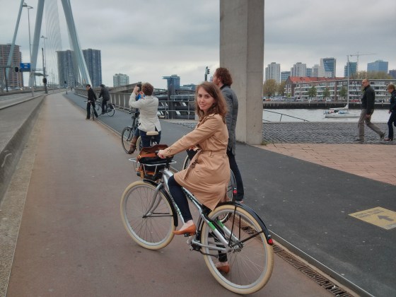 Biking up the Erasmus bridge!