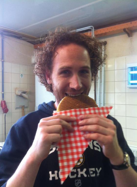 Chris enjoying his waffle! What a fun, surprising day!