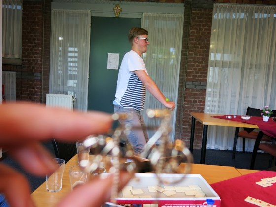 Gijs riding Barbara's bike necklace