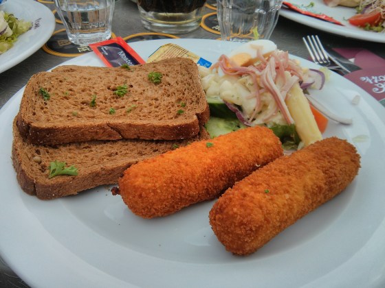 My delicious lunch - white asparagus salad and white asparagus kroketten (breaded and fried asparagus)