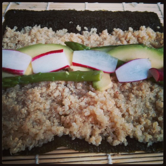 My quinoa sushi, ready to be rolled!