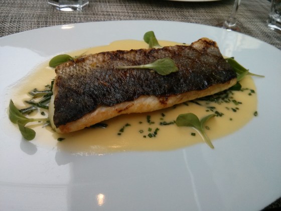 The Glorious My main course: Grilled sea bass with , and a beurre blanc sauce