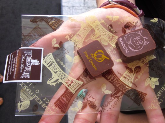 Trying intersting flavors from The Chocolate Line, Fried Onions and Bacon & Quinoa