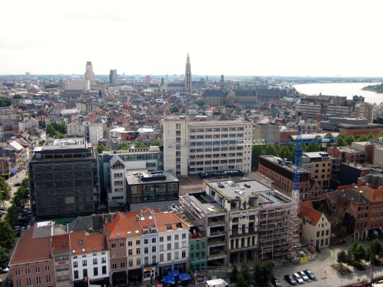 View of Antwerp from the top of the MAS