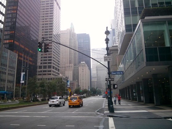 Walking through Midtown, on our way to eat real New York bagels