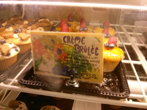 Crème brûlée: Vanilla cake filled with classic crème brûlée custard, topped with carmalized sugar and glazed berries