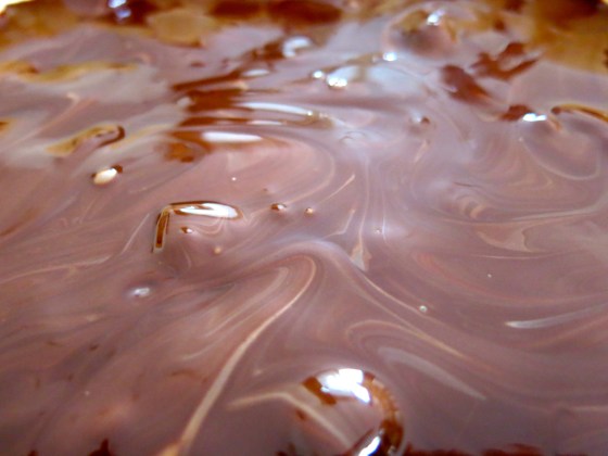 Barbara's chocolate and caramel dessert cooling off