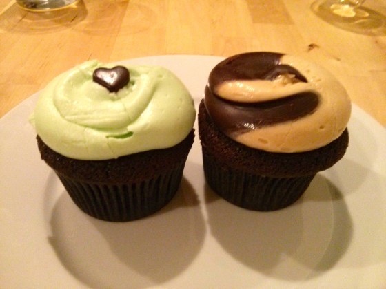 Takeaway from Georgetown Cupcake - chocolate mint and chocolate peanut butter cupcakes!