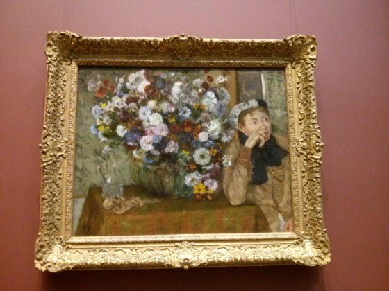 A Woman Seated beside a Vase of Flowers (Madame Paul Valpinçon?), Edgar Degas, 1865