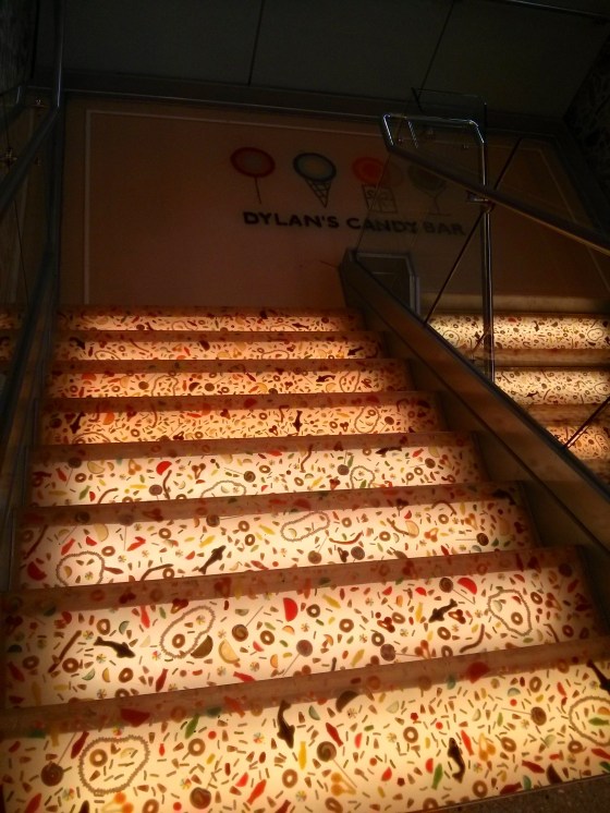 Heading up the candy stairs to check out the café