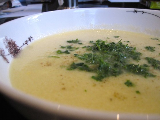 Mmm....asparagus soup topped with parsley!