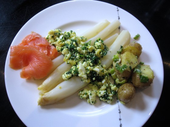 And one more with the sides - smoked salmon and potato salad