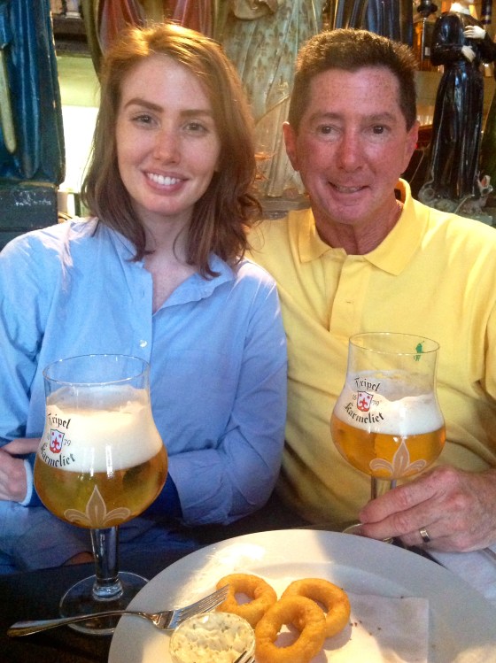 Dad and me with our beer and hapjes