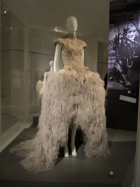 Alexander McQueen by Sarah Burton, Spring-Summer 2011; Dress with bodice in goose feathers and skirt in ostrich feathers; Front