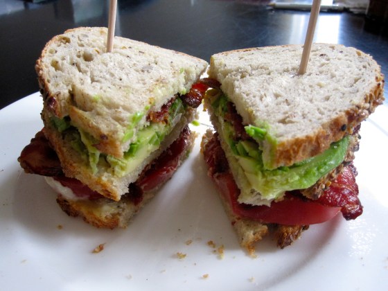 Bacon, avocado, and tomato sandwich