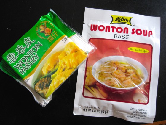 Wonton pastry and soup broth