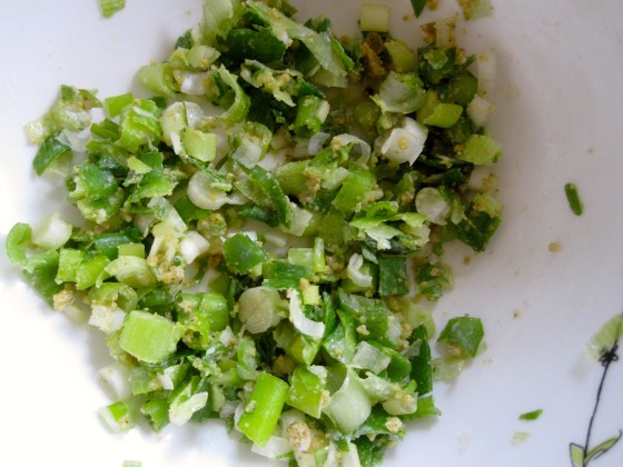 Preparing the marinade for the shrimp