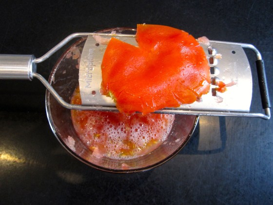 Grated tomato - I needed everything except the skin