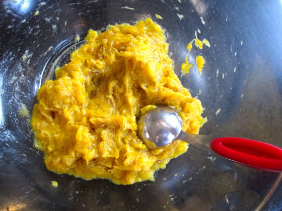 Mashed plantains about to be made into balls for the dumplings