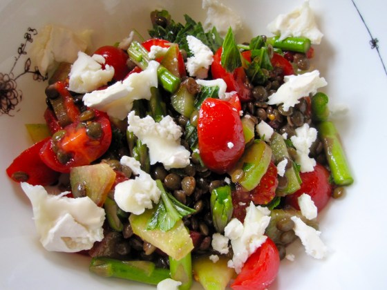 Maple Tossed Rhubarb & Puy Salad