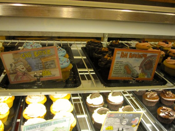 Birthday Cake (fun-fetti cake filled with cake batter and topped with buttercream) for me of course, and the Ron Bennington for Koen (chocolate cake filled with peanut butter and topped with ganache and butterscotch)