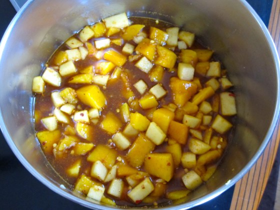 Next add the mango and let simmer for 40 minutes