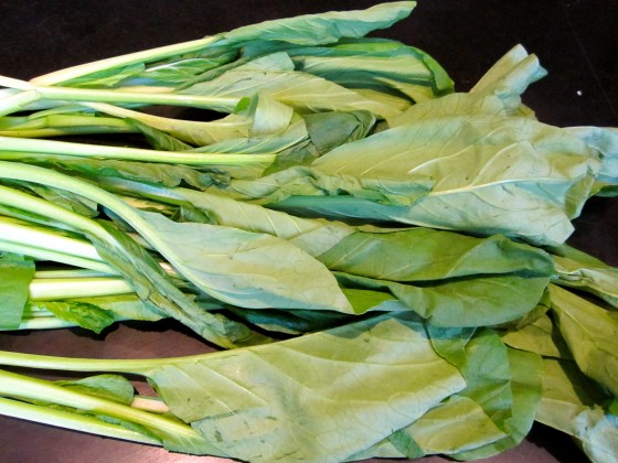 When I buy vegetables in Chinatown, the names are all so foreign to me. So I don't remember the name of this vegetable. I only used the leaves and the tasted a bit like spinach - a great addition to the soup