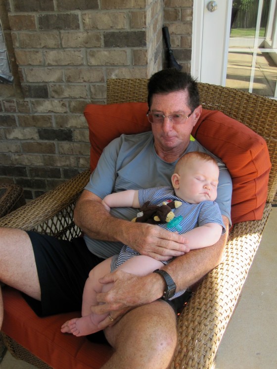 Edward napping with Grandpa