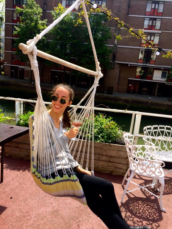 Christina in a swing seat