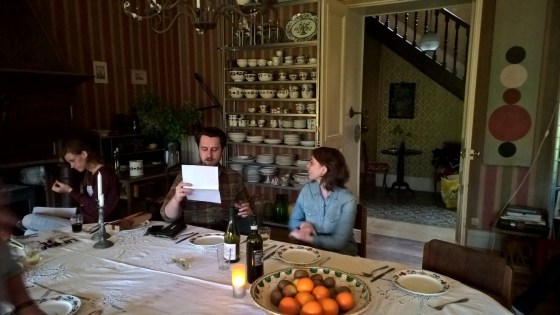 Going over the itinerary for the weekend