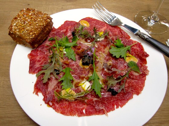 2: Wagyu carpaccio with candied olives