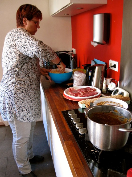 Tante Maartje preparing one of the salads