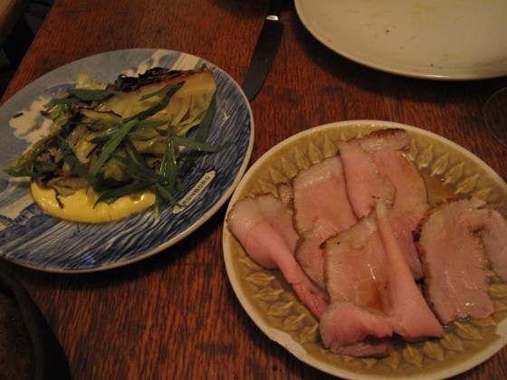 7 & 8: Roasted cabbage with hollandaise and tarragon served with Danish organic pork