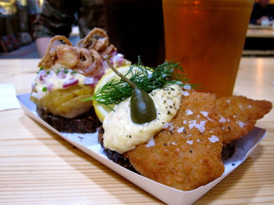 Closeup of the delicious smørrebrød
