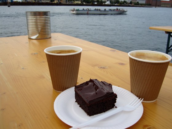 We finished our lunch with coffee and a brownie overlooking the water