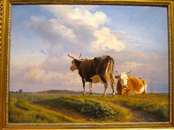 "Two Cows in an Open Field" Johan Thomas Lundbye 1845