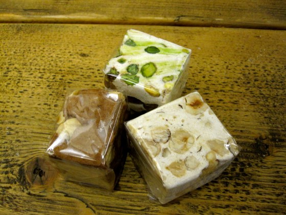 Chocolate, hazlenut, and pistachio nougat