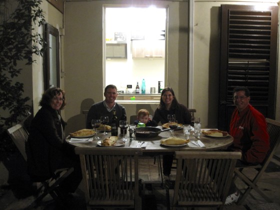 Still taking advantage of the great weather - calzones outside!