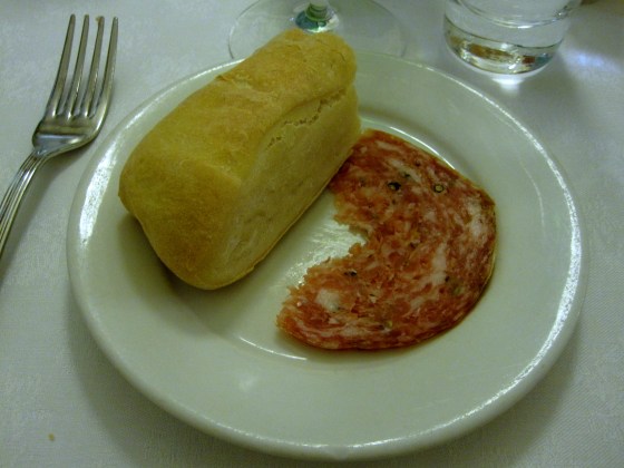Tuscan bread and salami with fennel