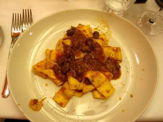 My pappardelle with wild boar as starter