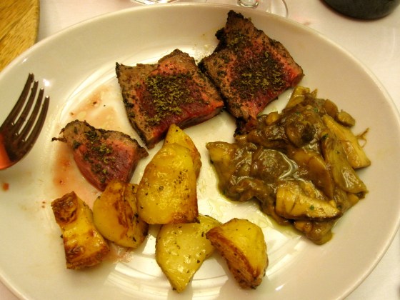 My plate: Steak with a bit of the house seasoning, potatoes, and porcini mushrooms!