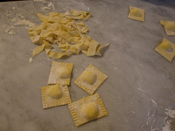 My pasta ready to be cooked! Ravioli with ricotta and tagliatelle to go with the ragu!