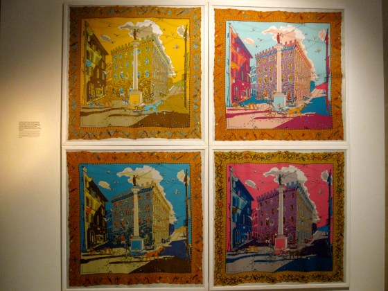 The four silk variants of the foulard made by Ferragamo in 1961 with a drawing by the artist Alvaro Monnini